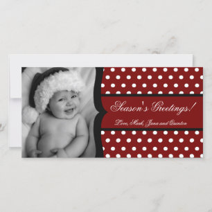 Festividades Cartão de Natal de FOTO de Frame de Bolinhas Branc