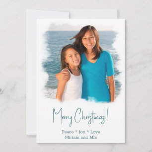Festividades Cartão de Natal de Foto de Praia Pintura em Aquare