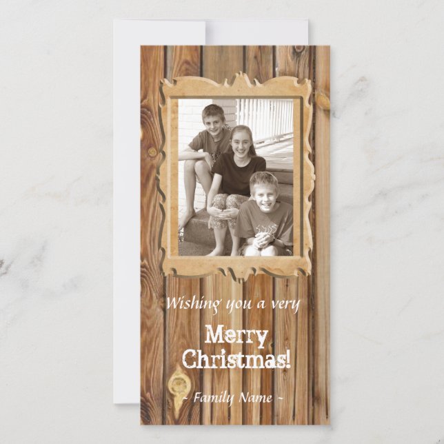 Festividades Cartão de Natal de Foto de Quadro de Madeira (Frente)