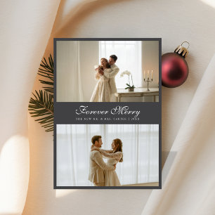 Festividades Cartão de Natal de Foto de Recém-Casados Elegante