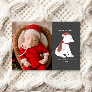 Festividades Cartão de Natal de Foto de Urso Polar Bebê