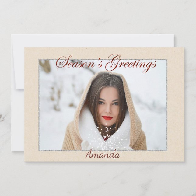 Festividades Cartão de Natal de Foto Elegante Simples (Frente)