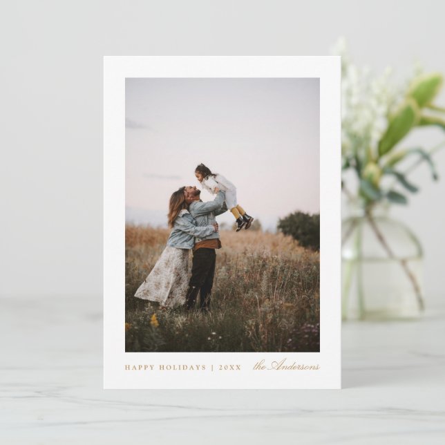 Festividades Cartão de Natal de Foto Mínima (Em pé/Frente)