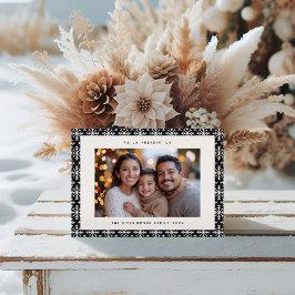 Festividades Cartão de Natal de Foto Nórdica Preta Minimalista