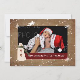 Festividades Cartão de Natal de Foto Primitivo Snowman