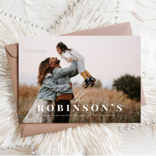 Festividades Cartão de Natal de Fotografia com Nome Simples Ele