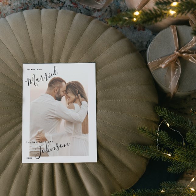 Festividades Cartão de Natal de Fotografia do Nome do Script de (Married & Merry: Celebrating Love This Christmas 🎄❤️)