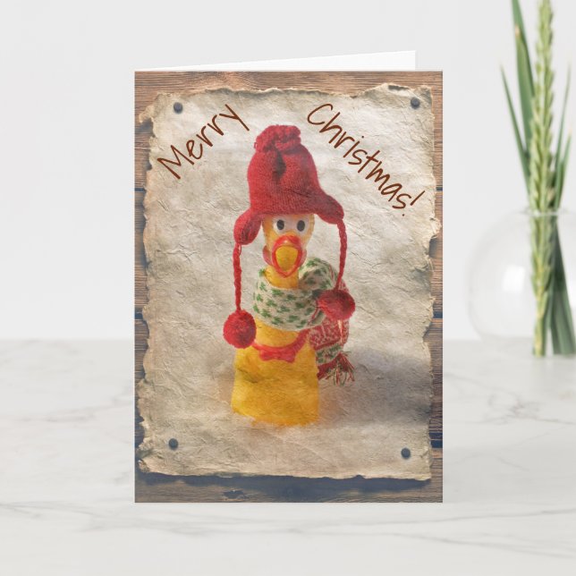 Festividades Cartão de Natal De Frango De Estilo Vintage! (Frente)
