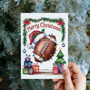 Festividades Cartão de Natal de Futebol em Aquarela