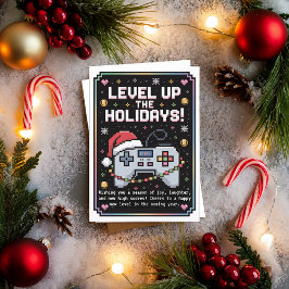 Festividades Cartão de Natal de Gamer de Jogos em Aquarela