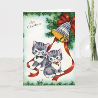 Festividades Cartão de Natal De Gatinhos Bonitos KRW Vintage