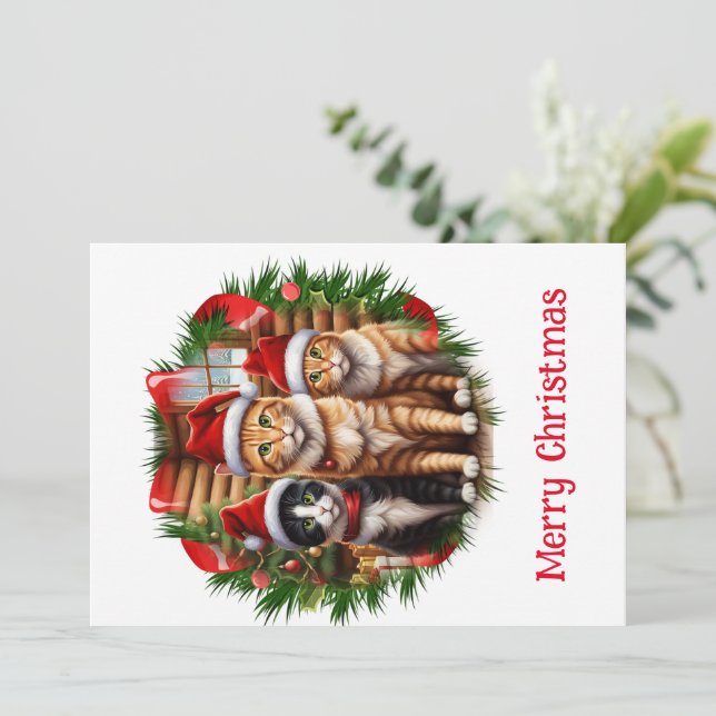 Festividades Cartão de Natal de gatinhos fofos (Em pé/Frente)