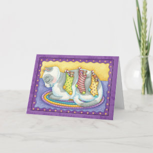 Festividades Cartão De Natal De Gato Com Camundongos Pequenos E