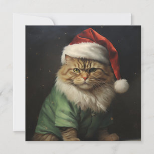 Festividades cartão de Natal de gato de férias