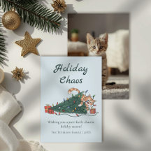Cartão de Natal de Gato Divertido Caos de Férias