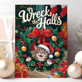 Festividades Cartão de Natal de Gato Divertido 'Destrua os Corr