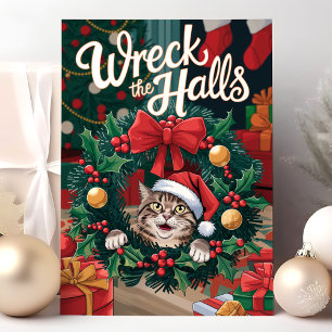 Festividades Cartão de Natal de Gato Divertido 'Destrua os Corr