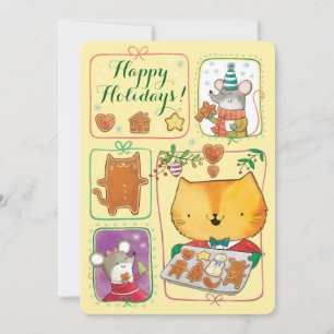 Festividades Cartão de Natal de Gato e Rato