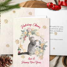 Cartão de Natal de Gato em Aquarela – Design de Gr