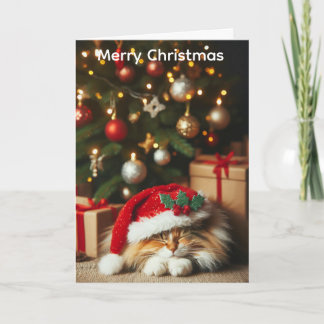 Festividades Cartão de Natal de gato fofo
