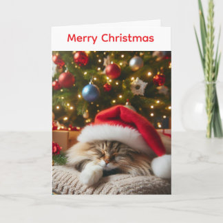 Festividades Cartão de Natal de gato fofo