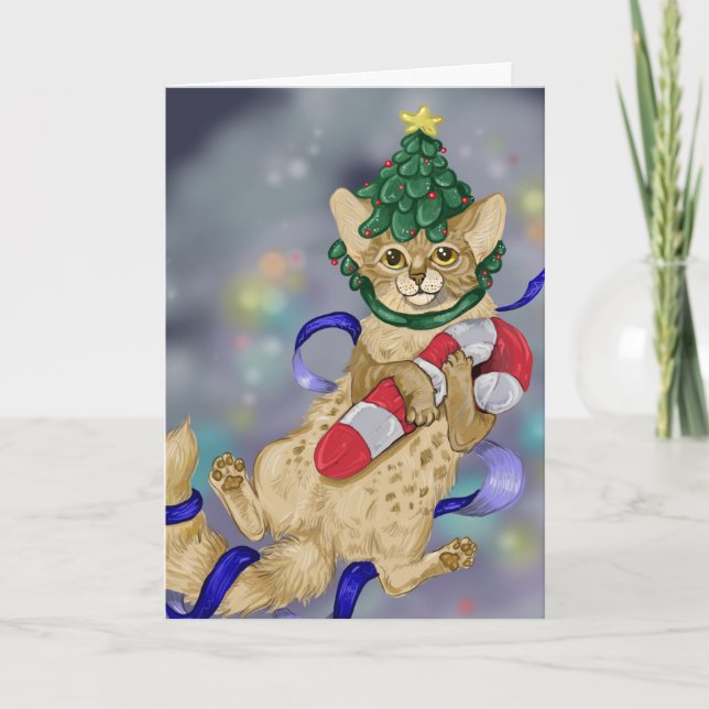 Festividades Cartão de Natal de Gato Kitty (Frente)