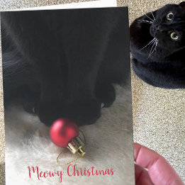Festividades Cartão de Natal de Gato Preto Fofo Férias de Anima