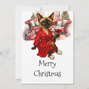 Festividades Cartão de Natal de Gato Siames – Comédia de Fim de
