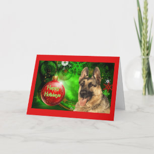 Festividades Cartão de Natal de german shepherd Vermelho Verde