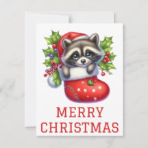 Cartão de Natal de Guaxinim Fofo