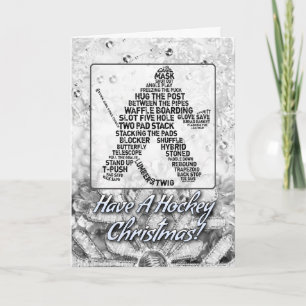 Festividades Cartão de Natal de Hockey com Golalie Typográfico