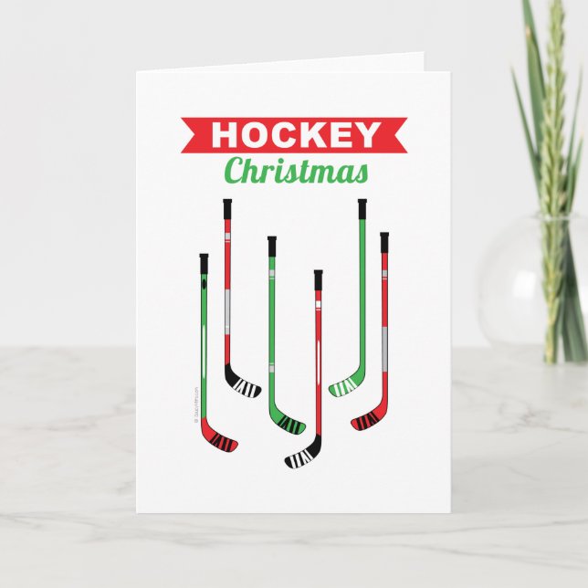 Festividades Cartão de Natal de Hockey Sticks (Frente)