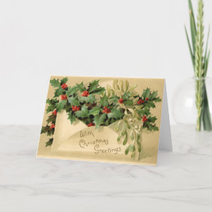 Festividades Cartão de Natal de Holiday Mistletoe Holly Vazio