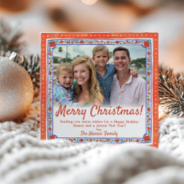 Festividades Cartão de Natal de Impressão de Bloco Floral de Aq