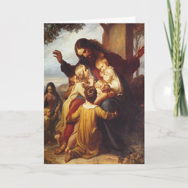 Festividades Cartão de Natal de Jesus e Crianças (Frente)