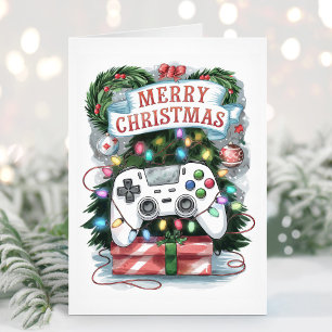 Festividades Cartão de Natal de Jogo de Aquarela para Jogadores