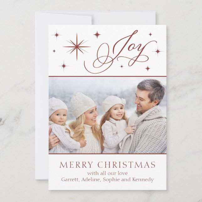 Festividades Cartão de Natal de Joy com Roteiro Elegante (Frente)
