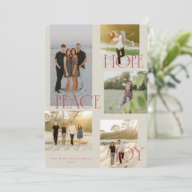 Festividades Cartão de Natal de Joy Esperança de Paz (Em pé/Frente)