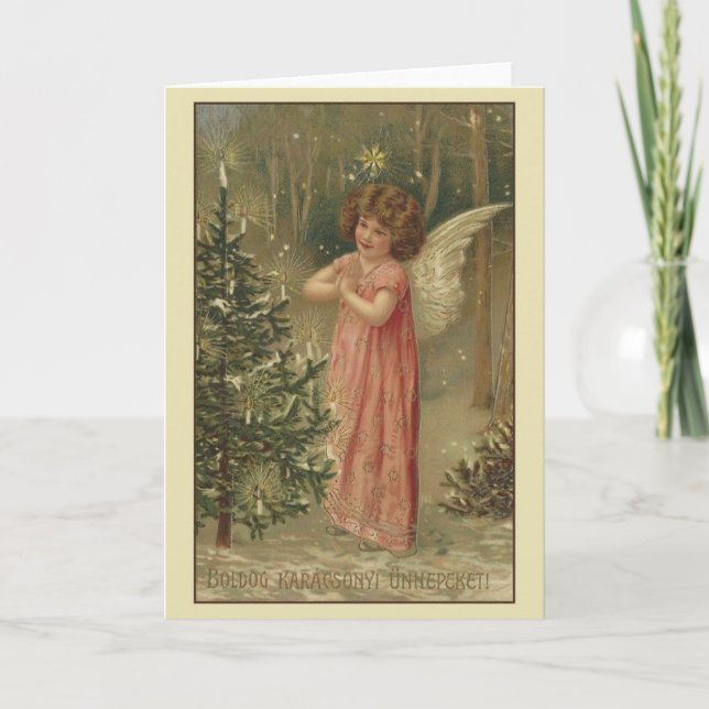 Festividades Cartão de Natal de Karácsonyi do Hungarian do (Frente)