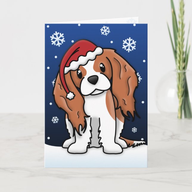 Festividades Cartão de Natal de Kawaii Blenheim Cavalier Spanie (Frente)