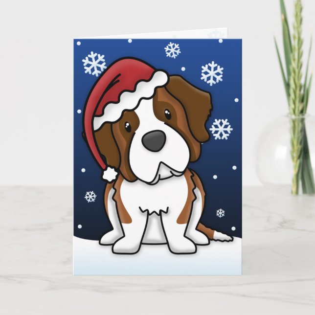 Festividades Cartão de Natal de Kawaii St Bernard (Frente)