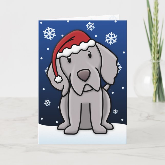 Festividades Cartão de Natal de Kawaii Weimaraner (Frente)