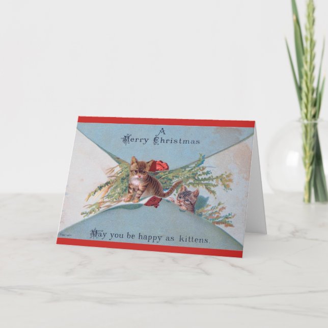 Festividades Cartão de Natal de Kitten Vitoriano (Frente)