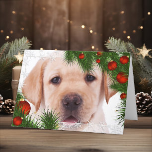 Festividades Cartão de Natal de Laboratório Amarelo - Cachorr