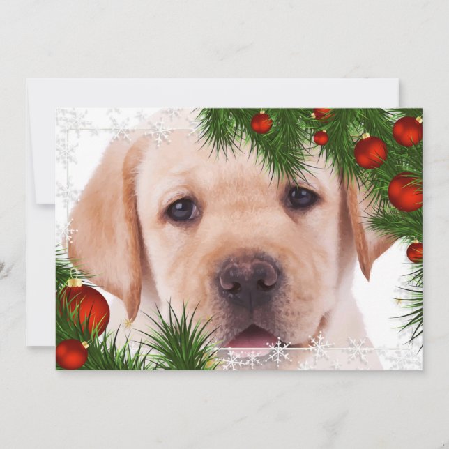 Festividades Cartão de Natal de Laboratório Amarelo - Cachorro  (Frente)