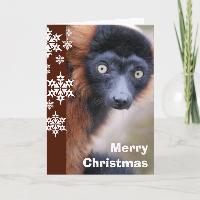 Festividades Cartão de Natal de Lemur Vermelho (Frente)