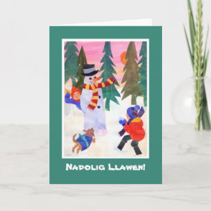 Festividades Cartão de Natal De Língua Galesa Divertida, Snow