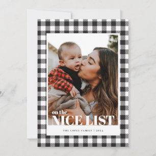 Festividades Cartão de Natal de Lista Negra de Gingham Preto