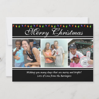 Festividades Cartão de Natal de Luzes de Natal de 4 Fotografias