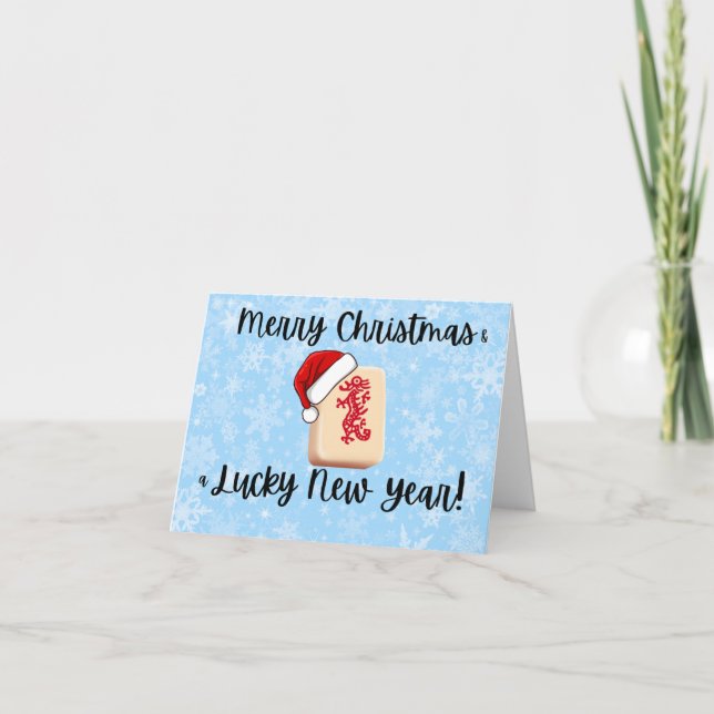 Festividades Cartão de Natal de Mahjong (Frente)